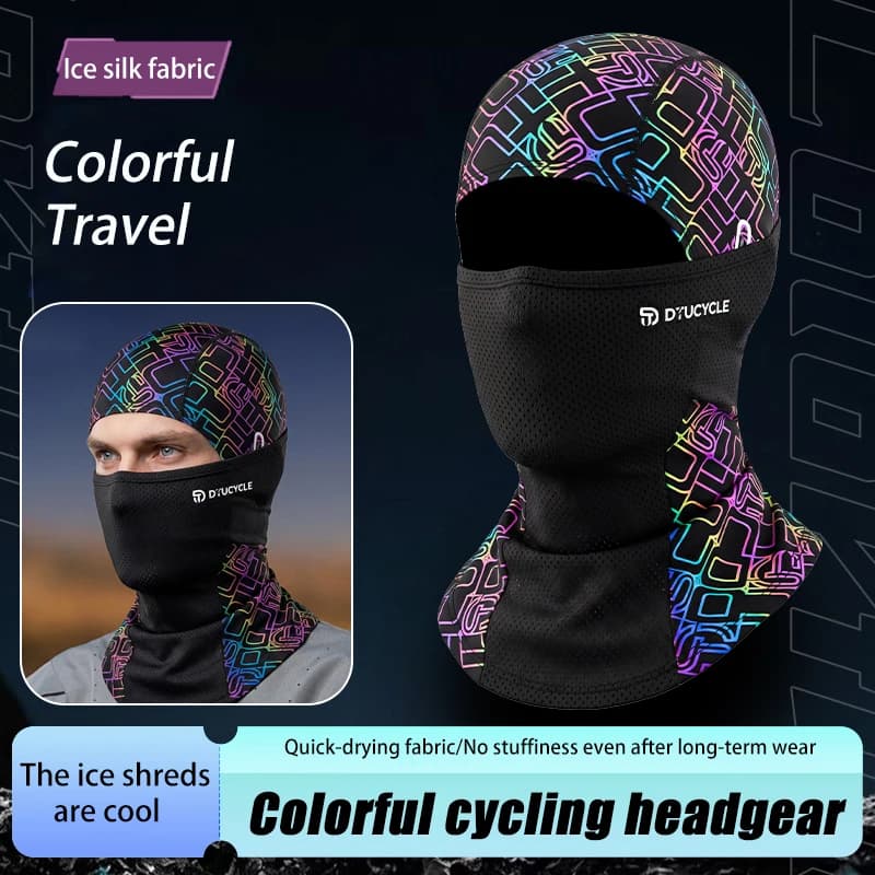 DTUCYCLE Colorful Ice Silk Cycling Mask/Summer Travel Breathable Headgear/Men's and Women's Summer Outdoor Quick-drying High-Ela