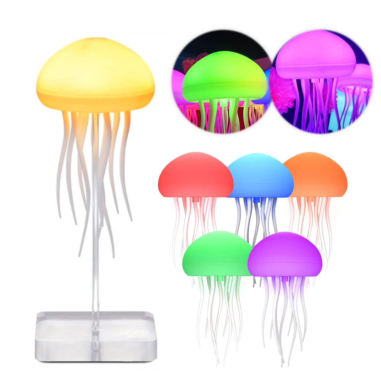 Lampada LED a Forma di Medusa con Base, Luce da Tavolo Ricaricabile con Gambe Danzanti per Decorazione Casa