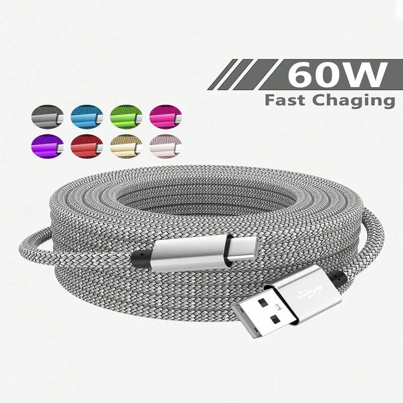 Quick charging cable for nylon woven cable from USB A to iPhone 15 for Huawei Samsung Galaxy S22 Android charging cable accessories