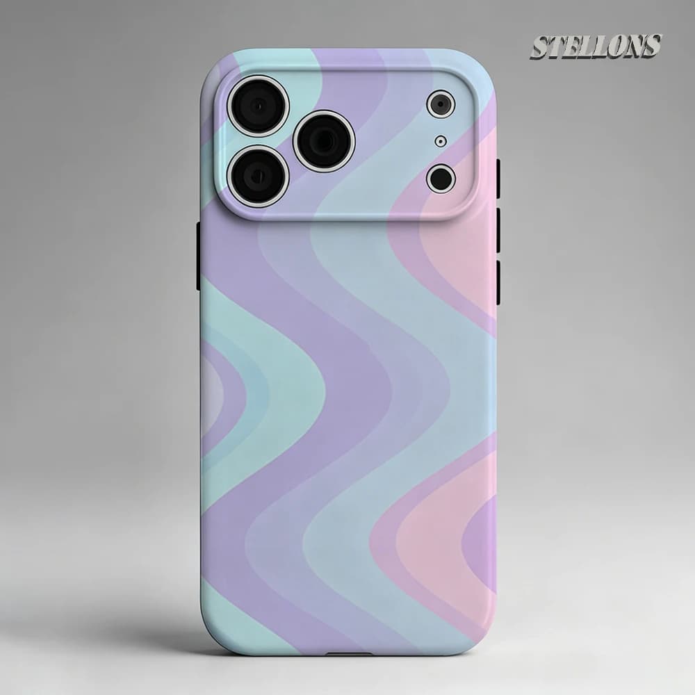 Custodia per telefono a strisce ondulate color lavanda, magnetica, per iPhone 17 16 15 14 13 Pro Max Plus, a strato singolo o doppio, resistente