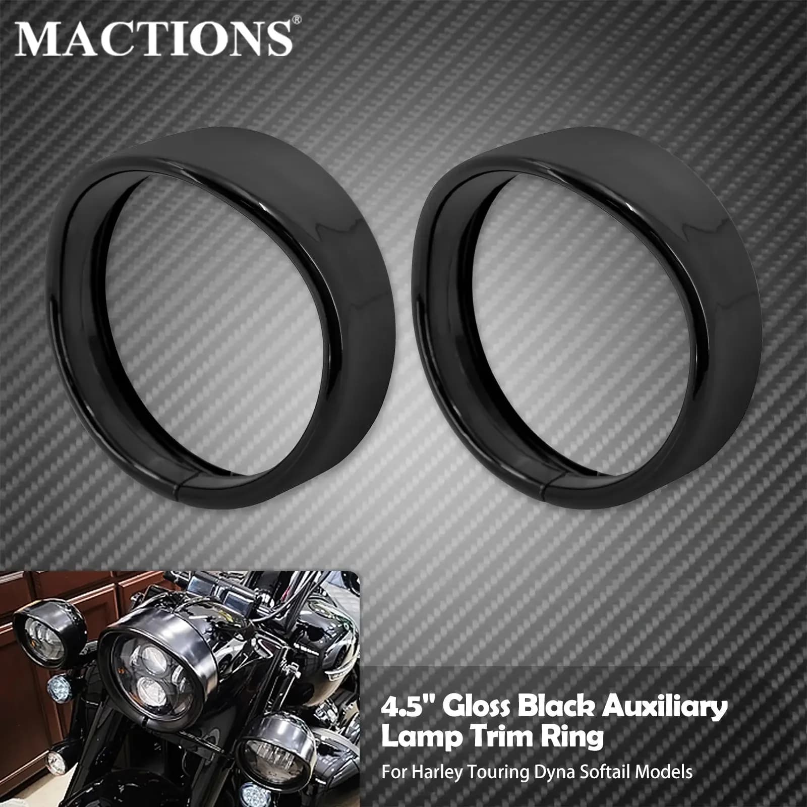 Moto 4.5 ''Visiera Style Ausiliary Fendinebbia Trim Black Cover Ring Polished For Harley Touring Road King Dyna Softail Sportster