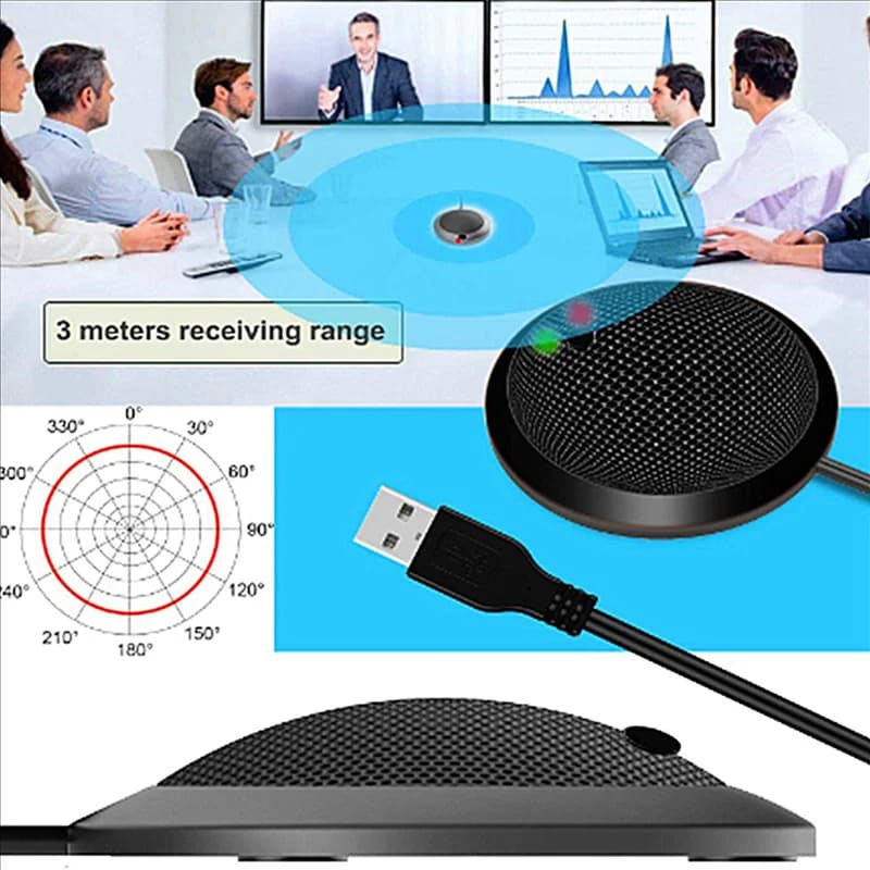 Microfono USB per conferenze CJSD-2X, microfono per PC a condensatore omnidirezionale con indicatore LED del pulsante di mute, Plug & Play, per il gioco