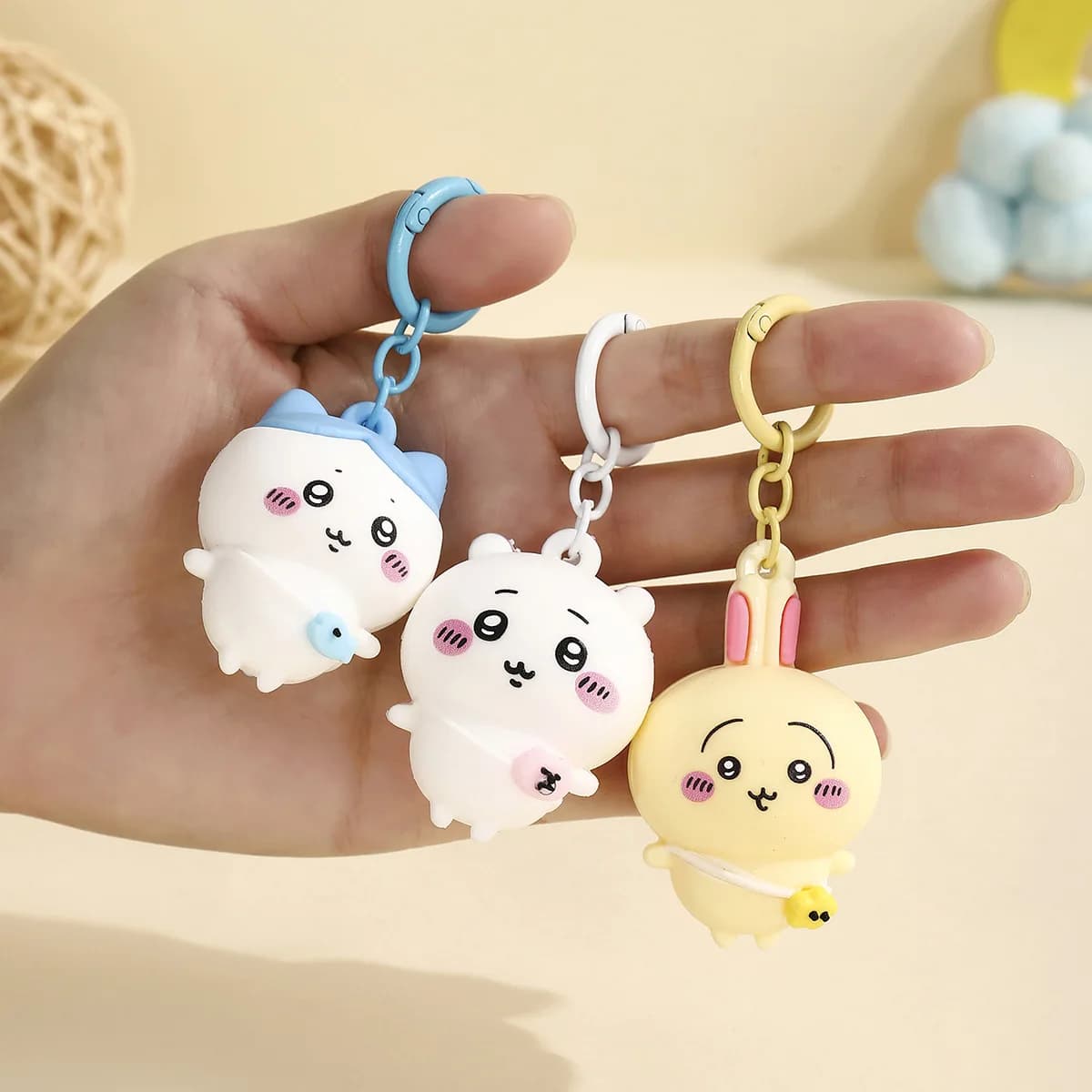 Portachiavi 3D in PVC Kawaii Chiikawa, simpatico ciondolo a forma di Usagi Hachiware Ushachi, accessorio per borsa e portachiavi, regalo perfetto