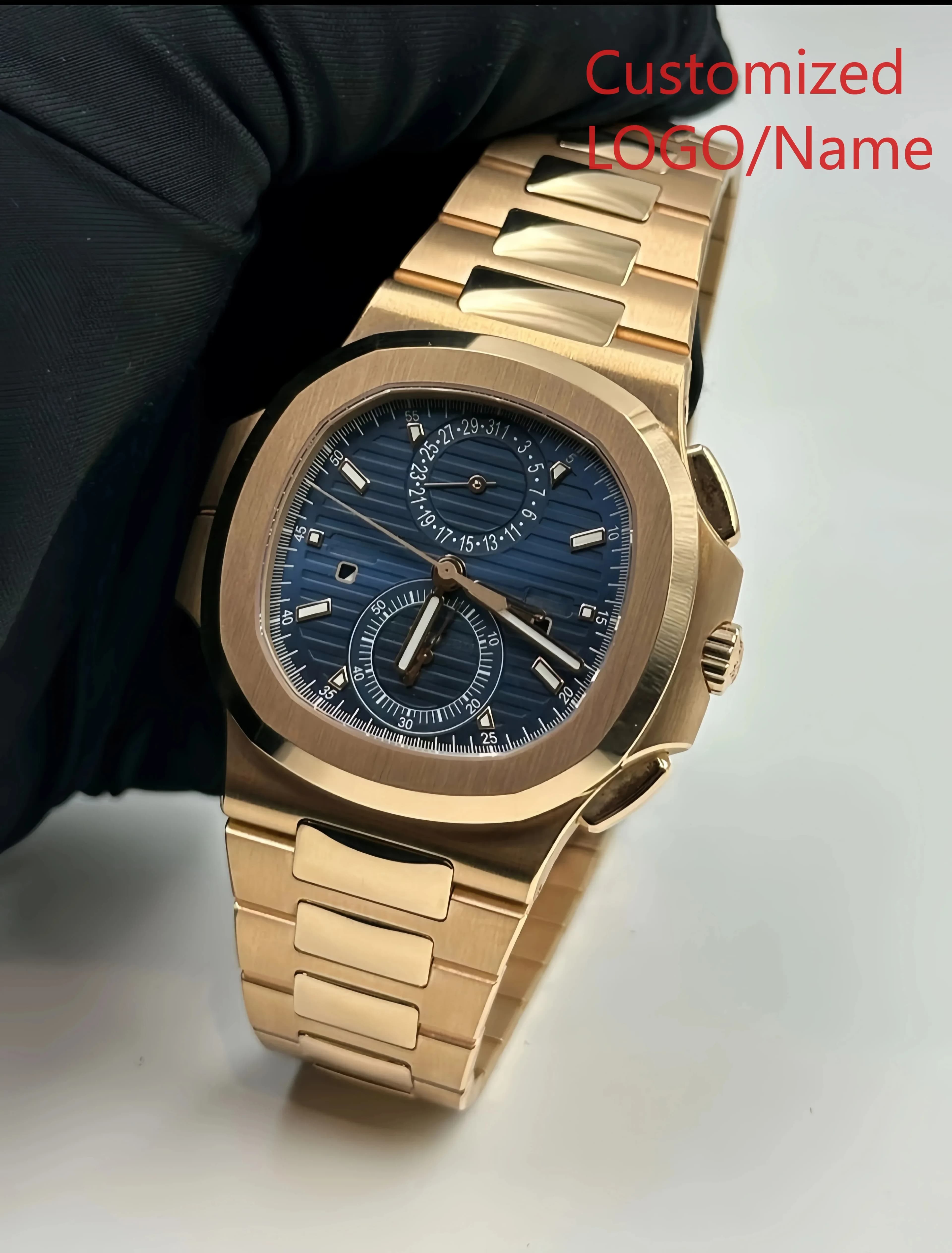 Orologio Meccanico Automatico da Uomo A88 con Zaffiro Luminoso, Acciaio Inossidabile 904L, Nero Blu Personalizzato