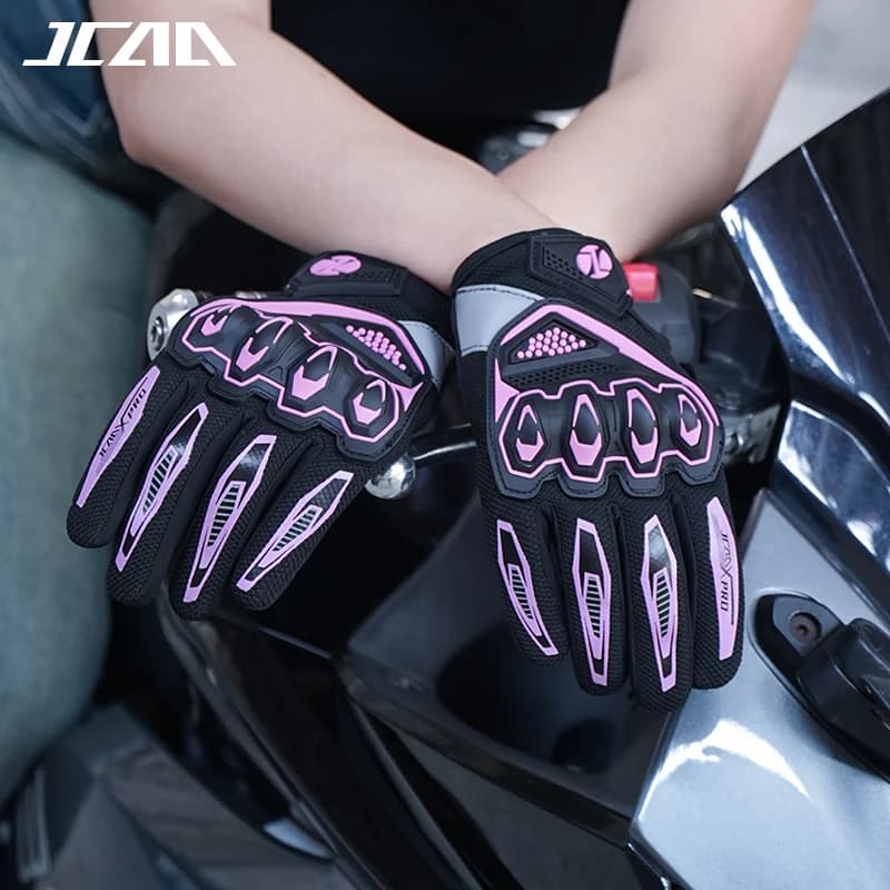 Men Women Summer Mesh Motorcycle Gloves, Breathable Full Finger, Anti-Fall Gloves for Urban Riding
