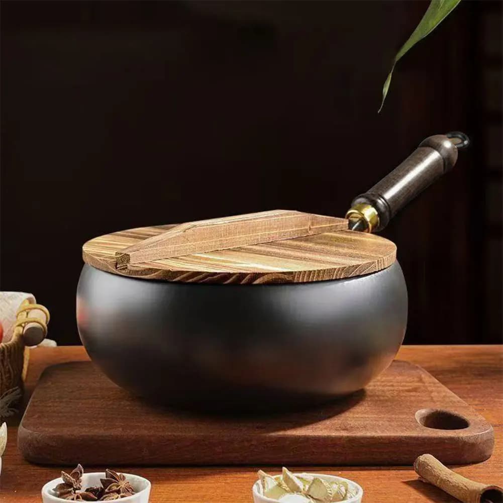 Wok in Chinese iron Non-coated iron cook in wood pan 20 cm 24 cm 28 cm diameter pots for the house