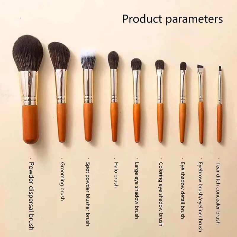 [MP] Set di 9 pennelli per trucco portatili Mini pennelli cosmetici per fondotinta in polvere, fard, sopracciglio, ombretto, kit di pennelli