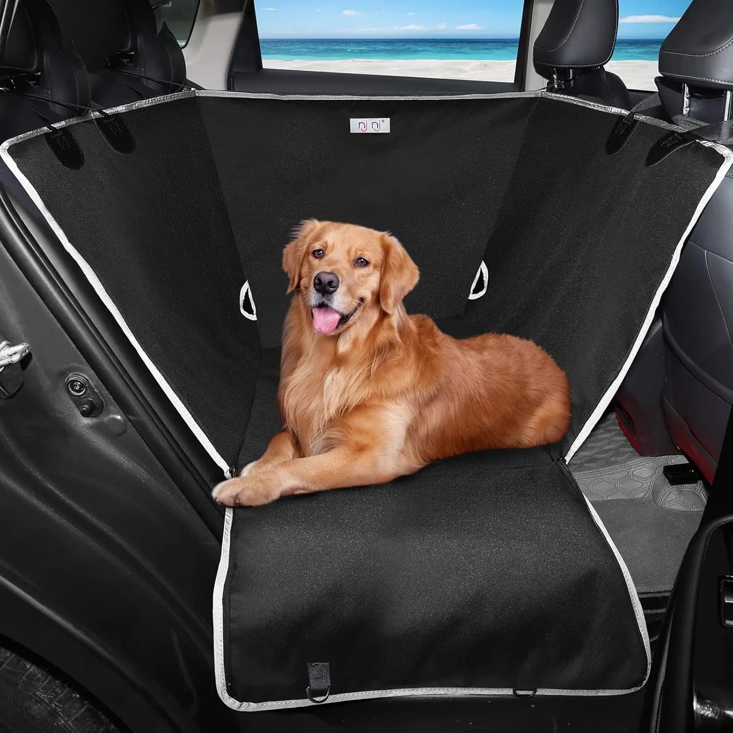 Waterproof Car Seat Cover for Dogs, Half Amaca Design for Back Seat Protection, Non-slip for All Dog Sizes