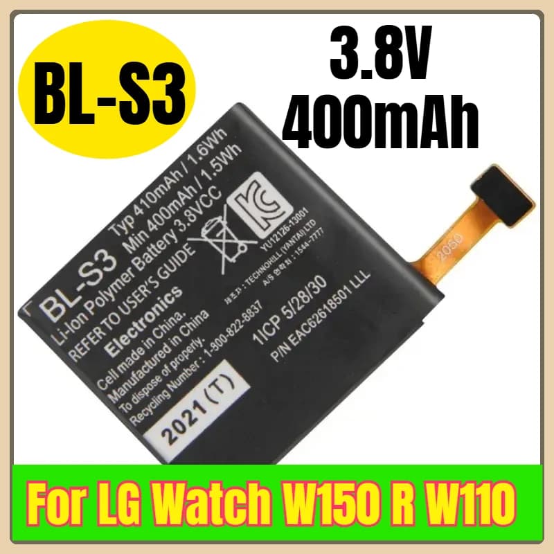 BL-S3 3.8 V 400 mAh smart watch batteries for LG Watch W150 R W110