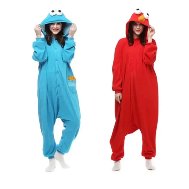 ABC123HKSNG Nuovo Pigiama Kigurumi per Adulti a Tema Animali, Elmo, Sesame, Cookie, Mostri, Costume Cosplay in Pile per Feste in Famiglia