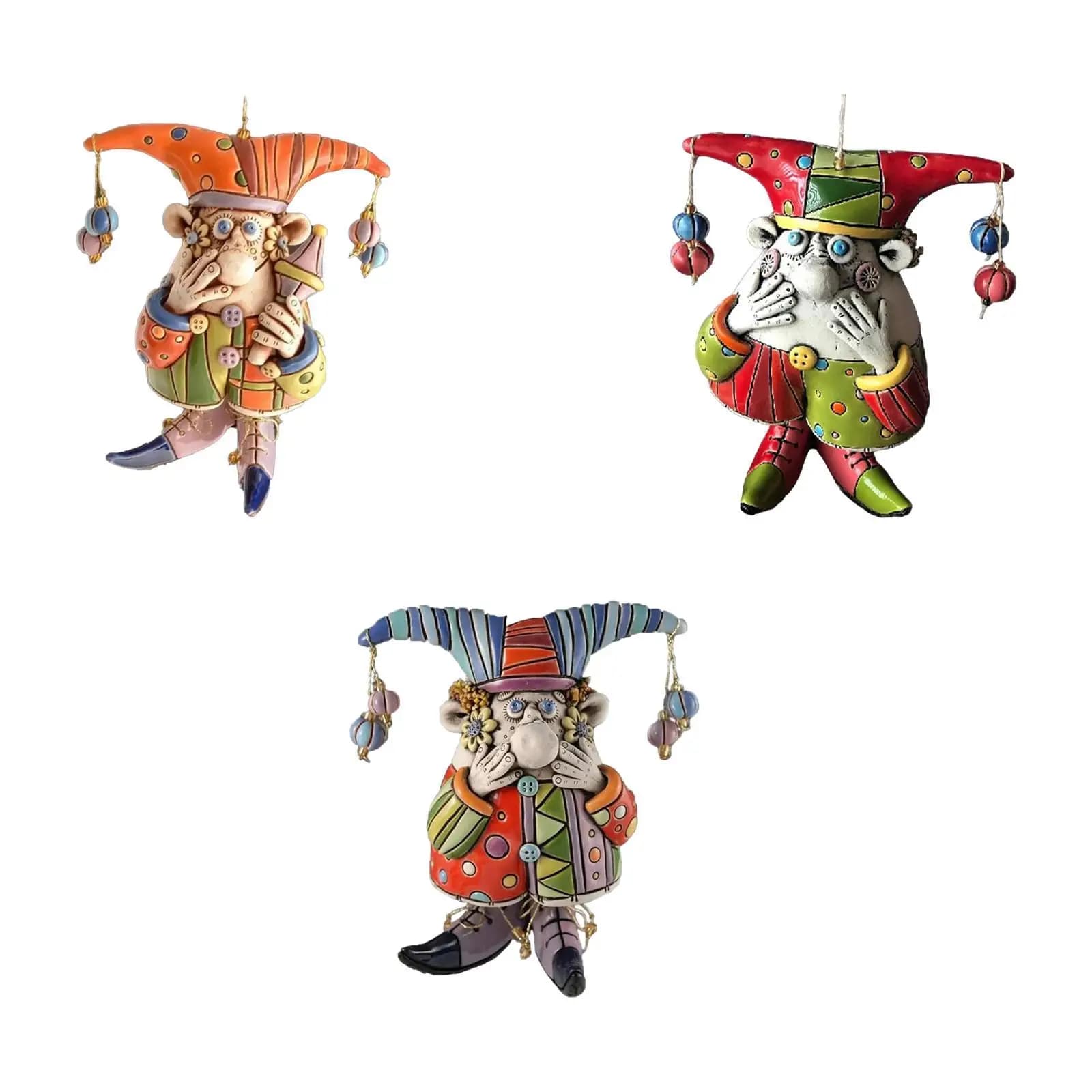 Clown Wind Chime Pendant Funny Crafts Resin Chime for Porch Indoor Patio