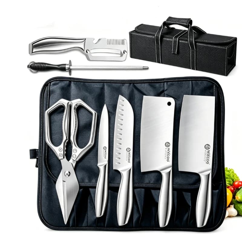WXCOO Professional Chef's Knife Stainless Steel Meat Cleaver Kitchen Knife for BBQ Cooking Food Scissor Knife Accessories