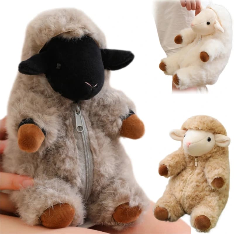 20/28cm Cartoon Cute Plush Doll Soft Dress Brown Pink White Goat Animal Stuffed Toy Home Decoration Gift For Children