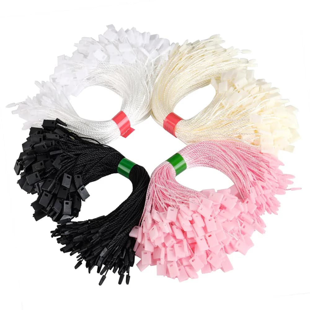 200 pezzi di corde per etichette per abbigliamento compresse sospese in poliestere per borse per indumenti giocattoli etichette carte, etichette per abbigliamento fai da te accessori