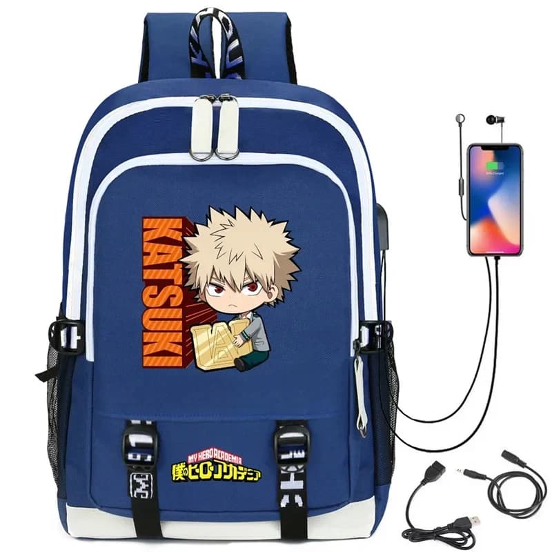 2026 My Hero Academy Izuku Backpack with USB Charging Port Cute MHA Cosplay Bookbag for Boys Girls Gift School 5IH3G