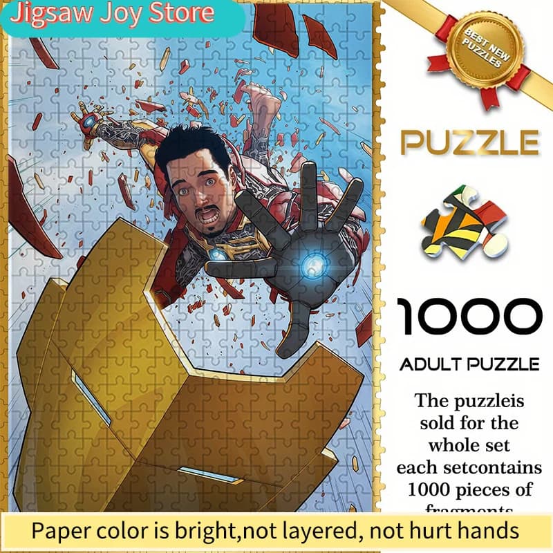 Puzzle senza cuciture a tema Marvel Iron Man W1.7-84, con un design scenico effetto armatura rotta, puzzle resistenti e spessi, S