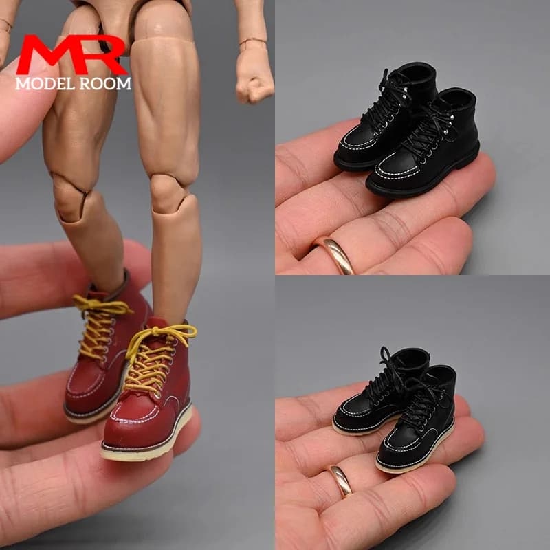 1/12 Maschio Cinturino alto Scarpe in pelle Stivali solidi Accessori per vestiti Modello adatto 6 '' Notaman Soldier Action Figure Body Dolls