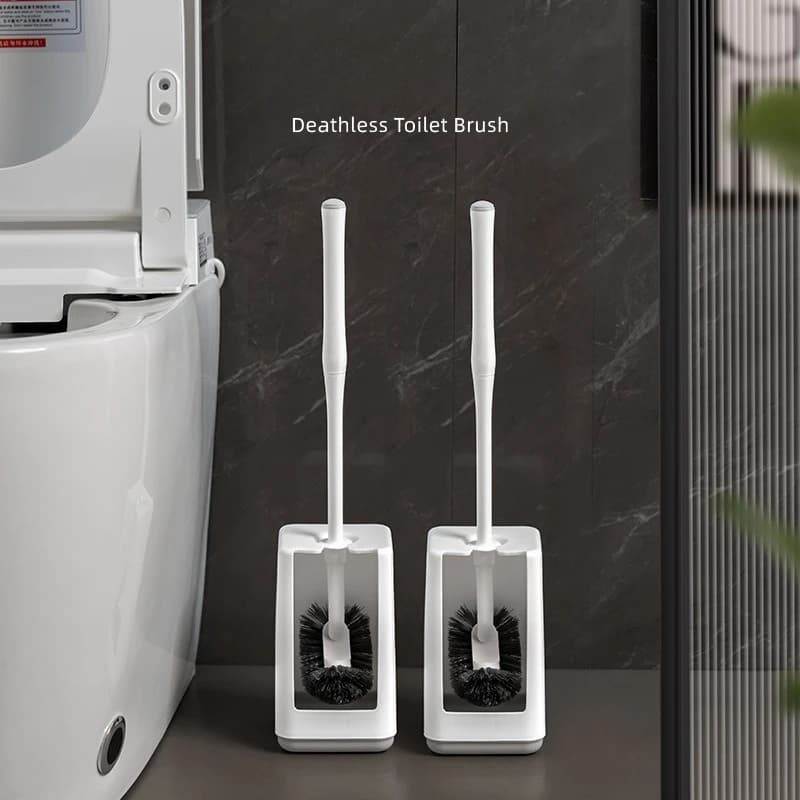Set lavapiatti per WC con manico staccabile antiscivolo e supporti per riporre la base, design curvo, spazzola per la pulizia del bagno