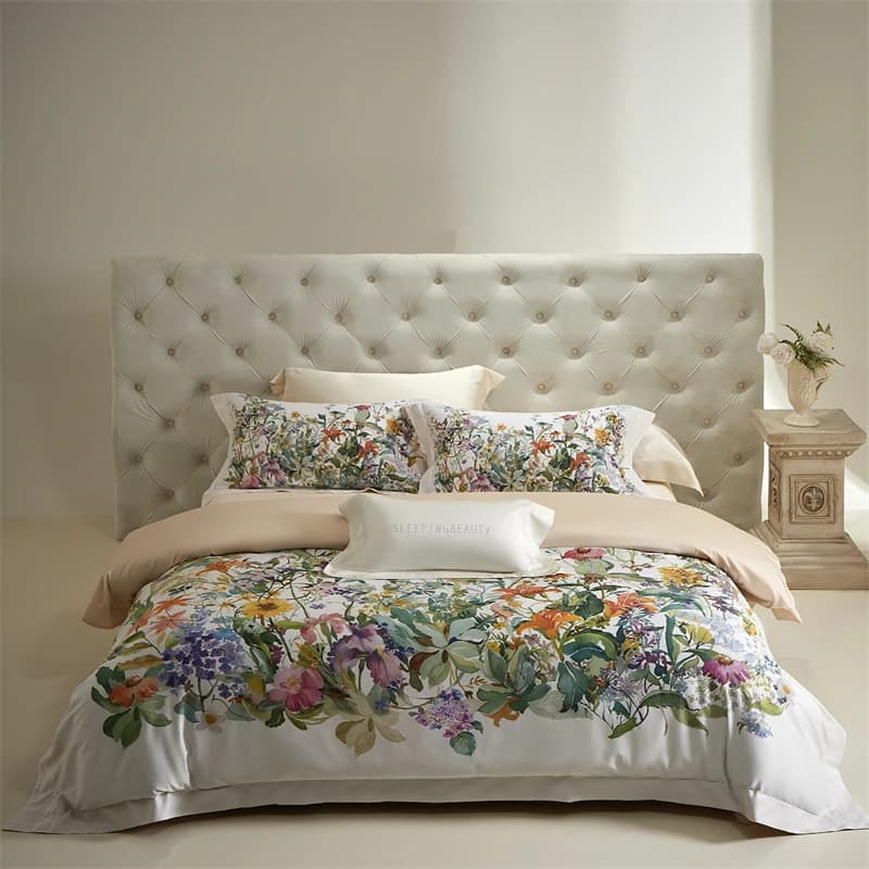 Set of luxury bedding with flower prints 1000TC Egyptian cotton Queen King Size Cover Flat/with corners Load 4 pieces