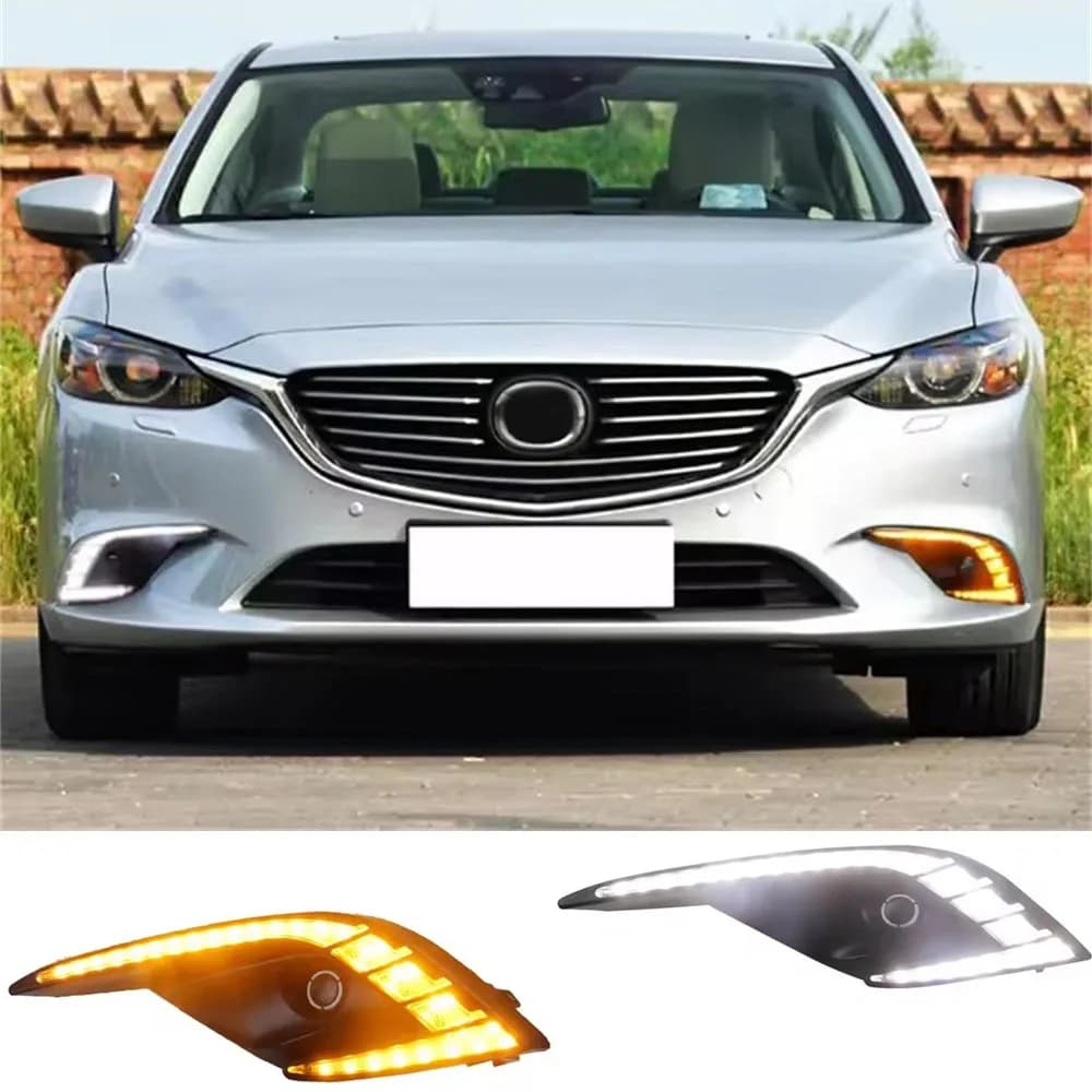 2 PCS DRL Per Mazda 6 Atenza 2016 2017 2018 DRL Luce di marcia diurna LED fendinebbia Luci di guida Giallo Indicatore di direzione Lampada