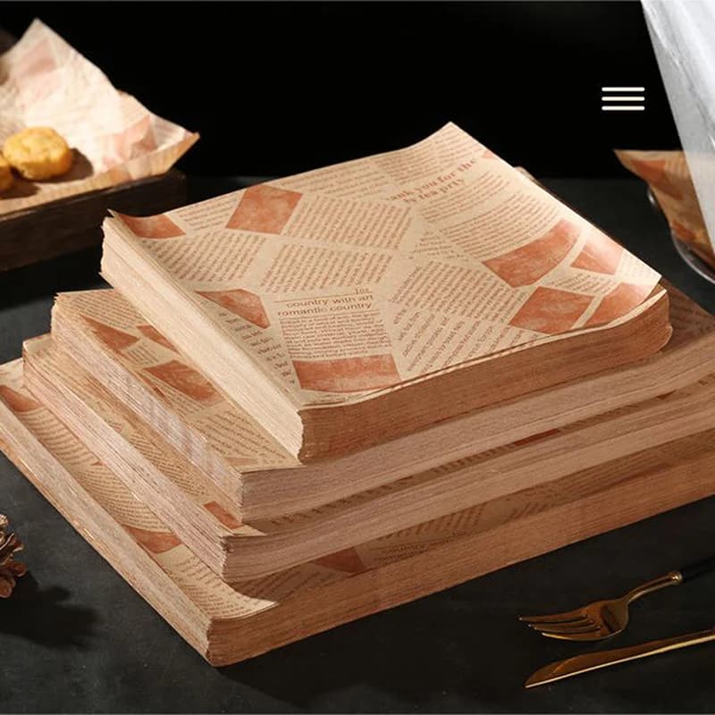 50/100 pieces of oil proof paper for packing sandwiches, burger, bread, fried food, fryer, air cooking, paper plate, mat, accessories