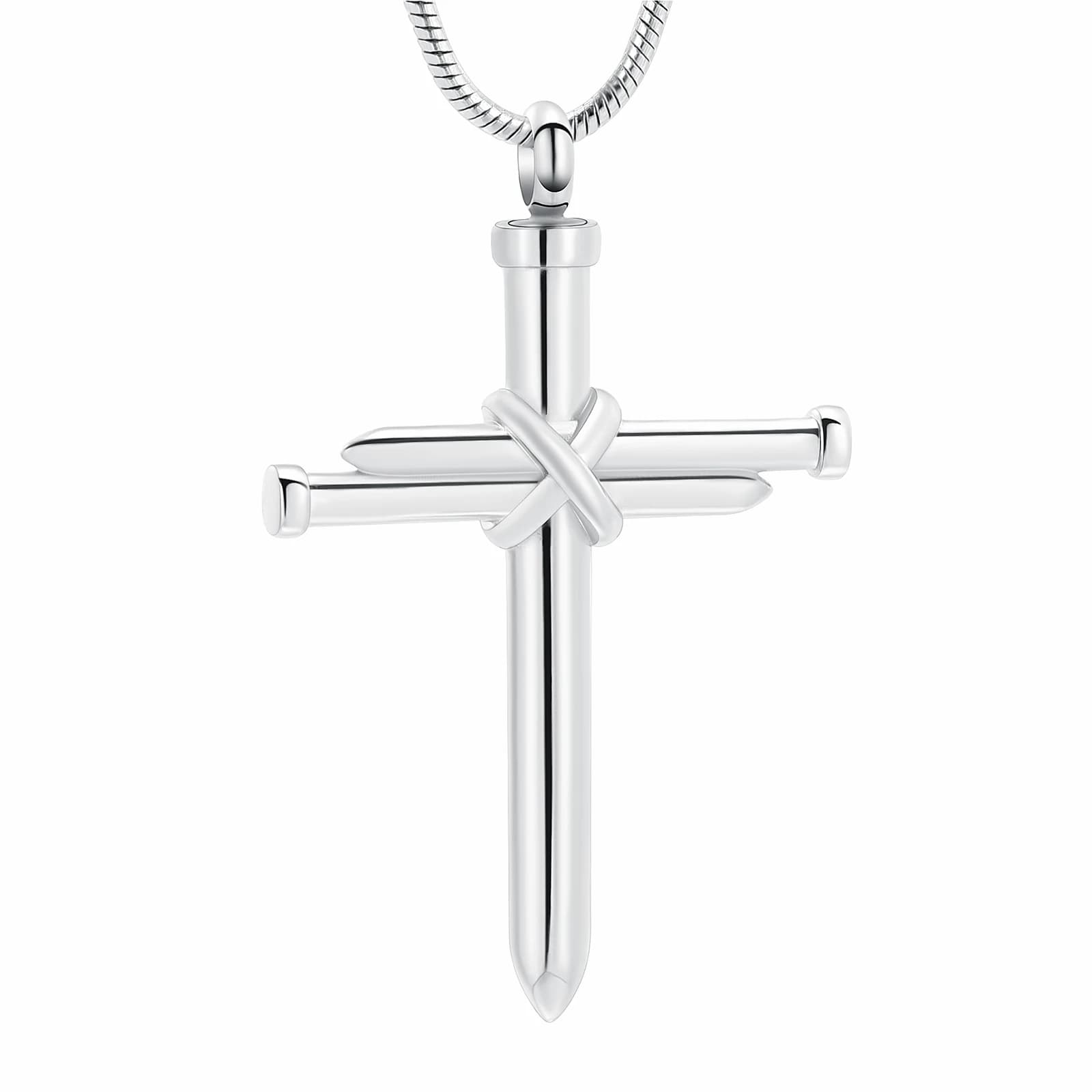 IJD12243 Cremation nail cross jewelry necklace with hollow ball commemorative lock, pendant jar, human commemorative jewelry