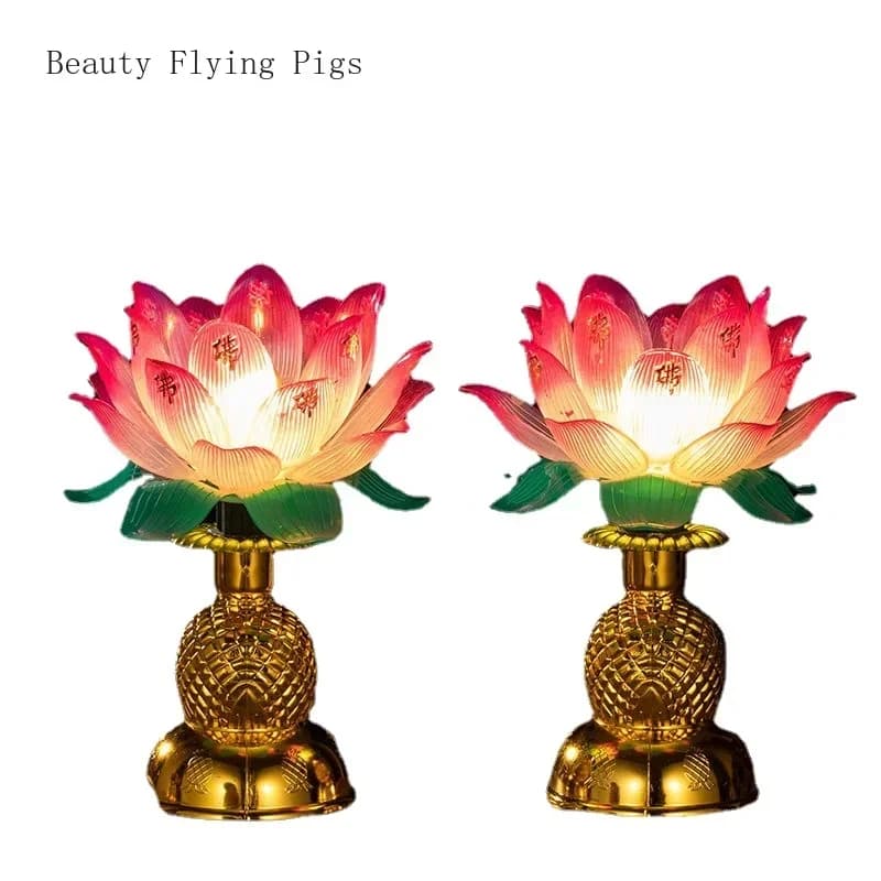 2 pcs/lot New China Acrylic Lotus Candle Furniture For Home Plug in Guanyin Changming Candle Feng Shui Buddhism