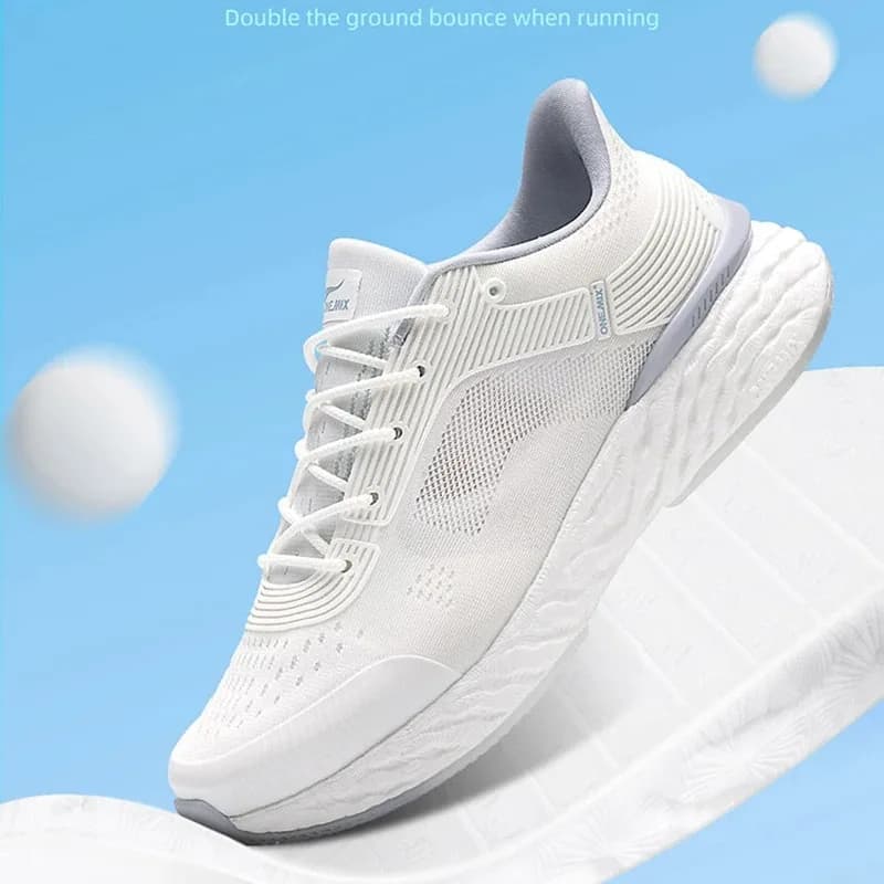 ONEMIX Scarpe da corsa bianche per uomo e donna, sneakers sportive da esterno, scarpe da maratona, da passeggio, da viaggio, trekking, jogging