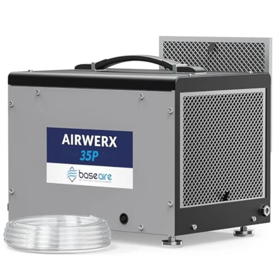 Deumidificatore BaseAire per Cantine con Pompa, 70 Pinte, Deumidificatore Intelligente per Uso Commerciale, Compatto con Sbrinamento Automatico M