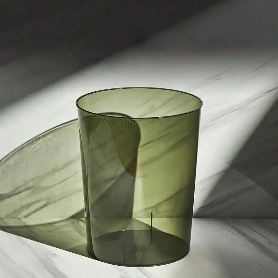 Green Transparent Plastic Wastebasket 1.5 Gallon For Bathroom Bedroom Kitchen Office