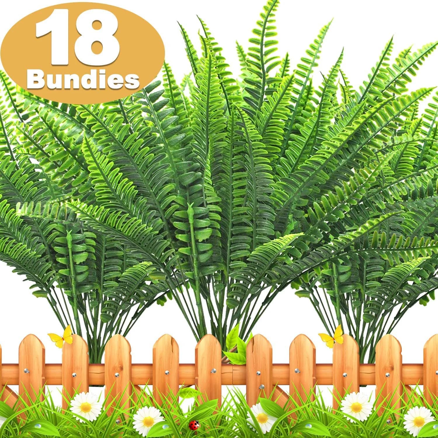 18 Pieces Artificial Plants Boston Sweatshirt, Finto Arbusto Verde UV-resistant for Interior and Exterior, for Suspended Garden Decorations