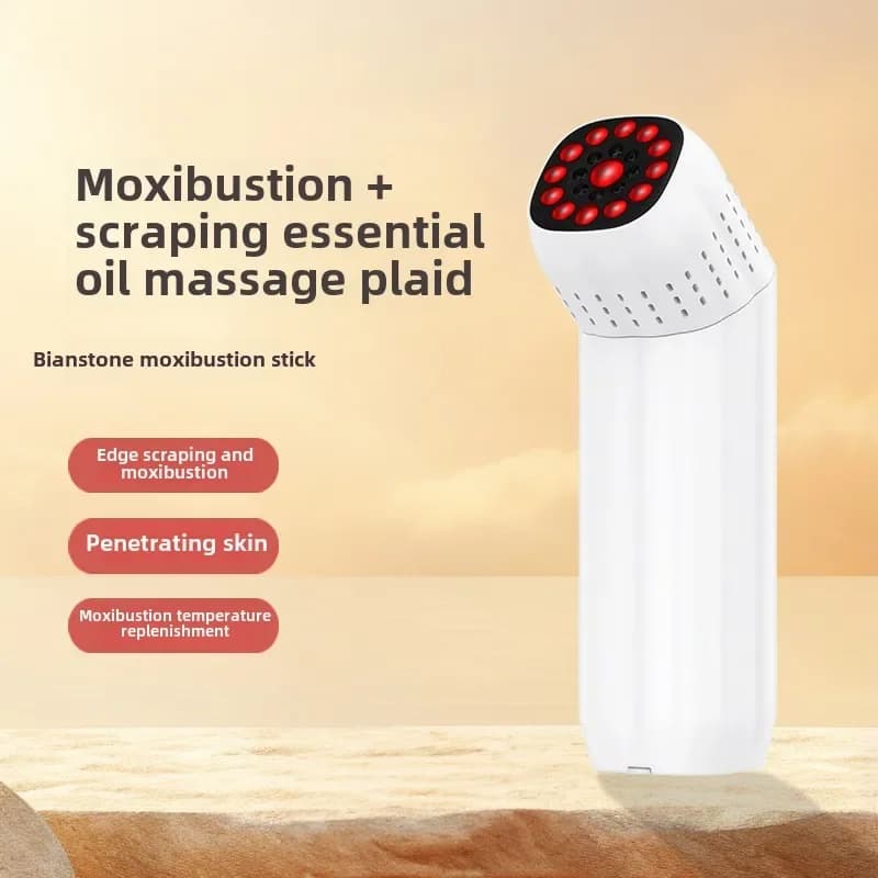 Dispositivo Multifunzionale Portatile per Moxibustione Calda, Massaggio e Raschiatura, con Bastoncini in Pietra per Trattamenti di Bellezza
