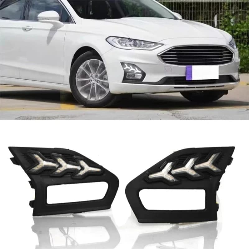 Per Ford Mondeo Fusion 2018 2019 2020 Auto Led Luce di marcia diurna Anteriore Fendinebbia DRL Giallo Dinamico Segnale di Girata Notte Blu
