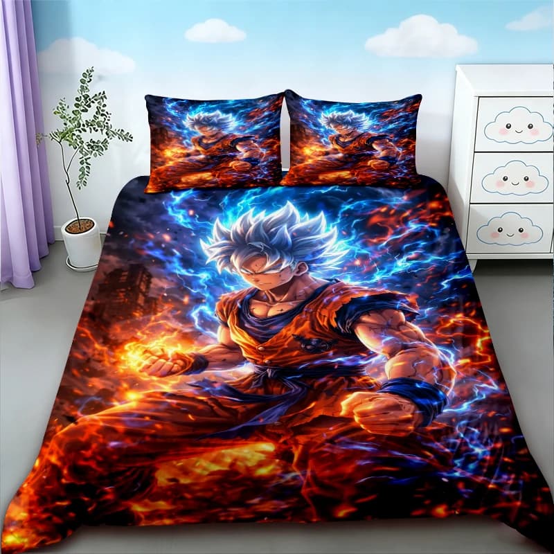Set Copripiumino Dragon Ball, Biancheria da Letto Anime Goku, Copripiumino Singolo, Matrimoniale, Queen Size, Regalo per Bambini e Adulti, Confortevole