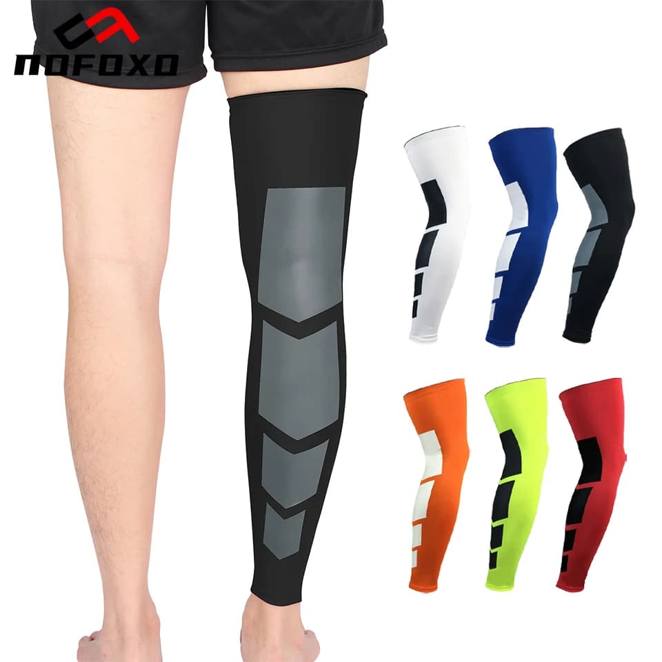 NOFOXO 1 Pezzo Protezioni Ginocchio a Compressione con Protezione UV, Manicotti Antiscivolo, Protezioni Polpaccio, Ginocchiera Sportiva per Basket Ciclismo