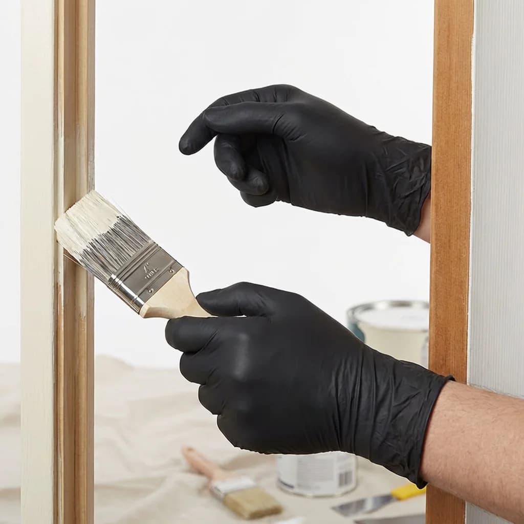 Guanti in nitrile nero puro da 100 pezzi - Monouso, senza polvere, senza lattice, palmo testurizzato antiscivolo, resistenti all'olio e all'acqua