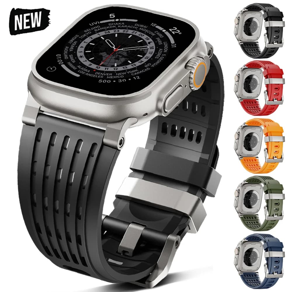 Cinturino in Silicone di Lusso per Apple Watch Ultra 3 49mm Serie 11 10 46mm, Bracciale Sportivo da Uomo per iWatch 9 8 7 6 5 Se 45mm 44mm