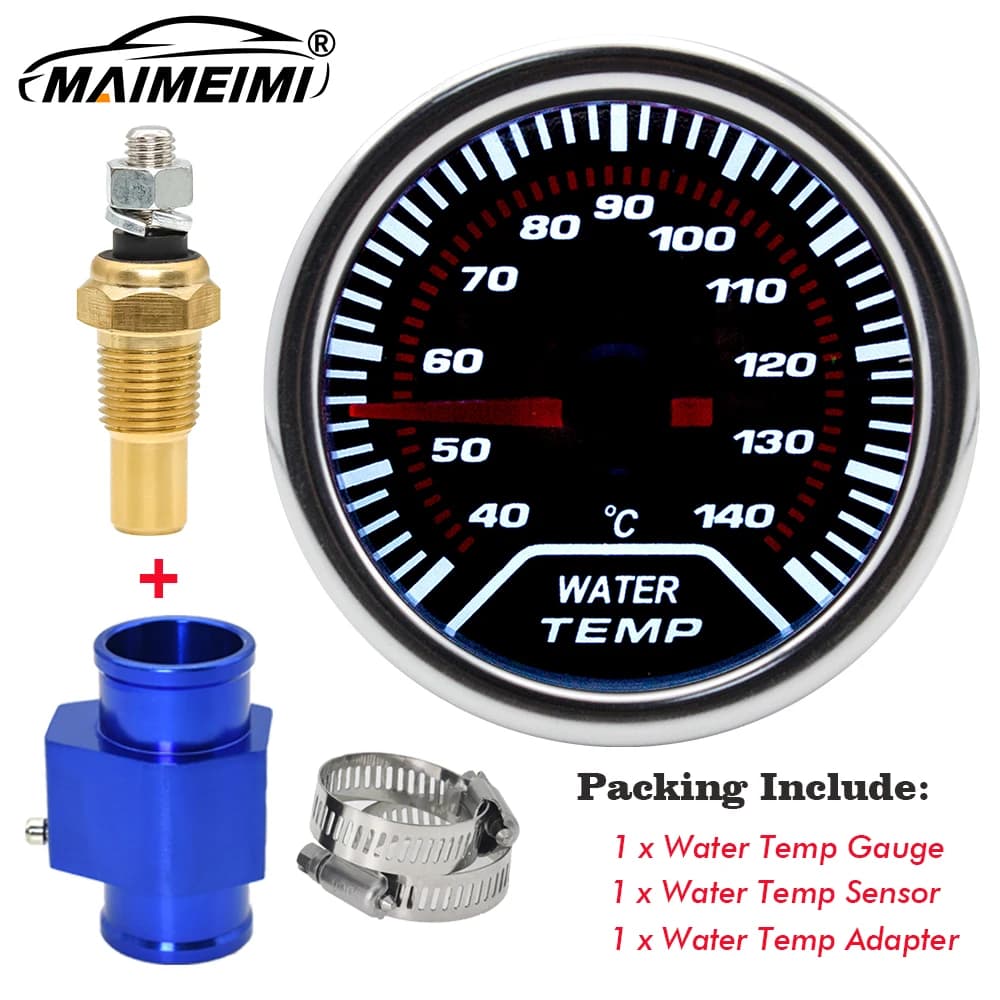 Calibro per auto 52mm Temperatura dell'acqua Giunto Sensore per tubi Calibro 40~140 Celsius Adattatore Dimensioni 28mm / 30mm / 32mm / 34mm / 36mm