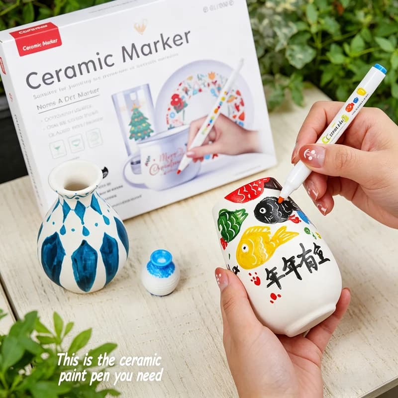 Pennarelli Acrilici in Ceramica 12/24 Colori, Penne per Pittura Sicure Non Tossiche per Dipingere su Roccia, Vetro, Legno, Fai da Te, Artigianato Artistico