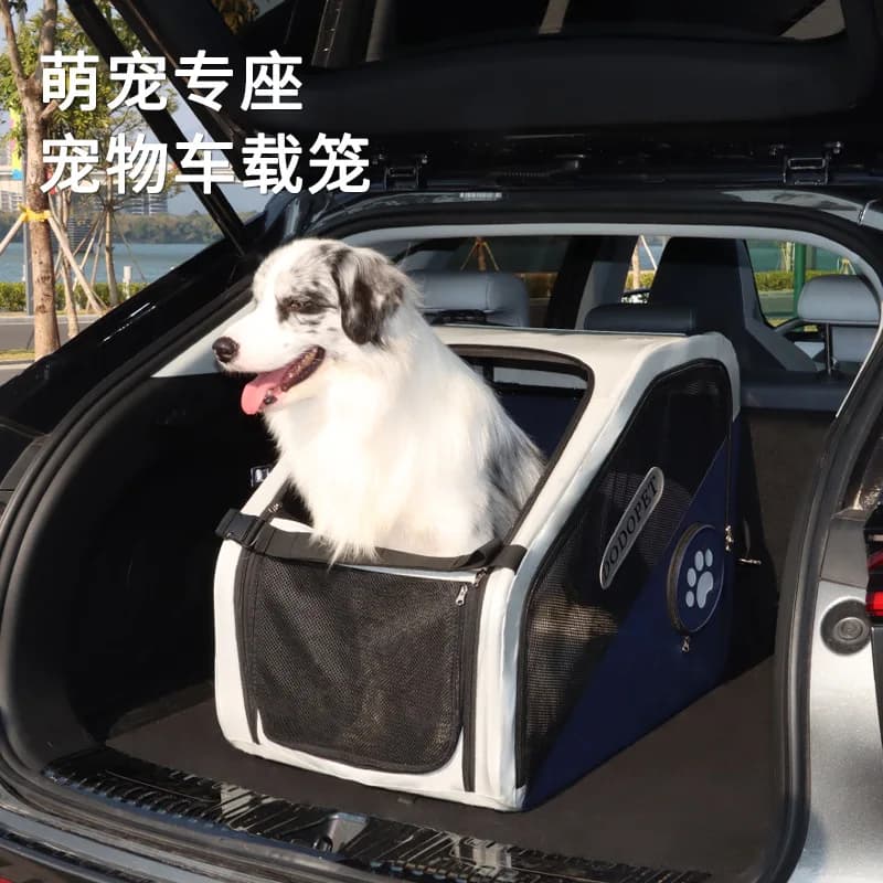Gabbia per auto per animali domestici per gite a lunga distanza Gabbia per cani pieghevole portatile di grandi dimensioni per animali domestici Tessuto a rete traspirante Cerniera antiscivolo