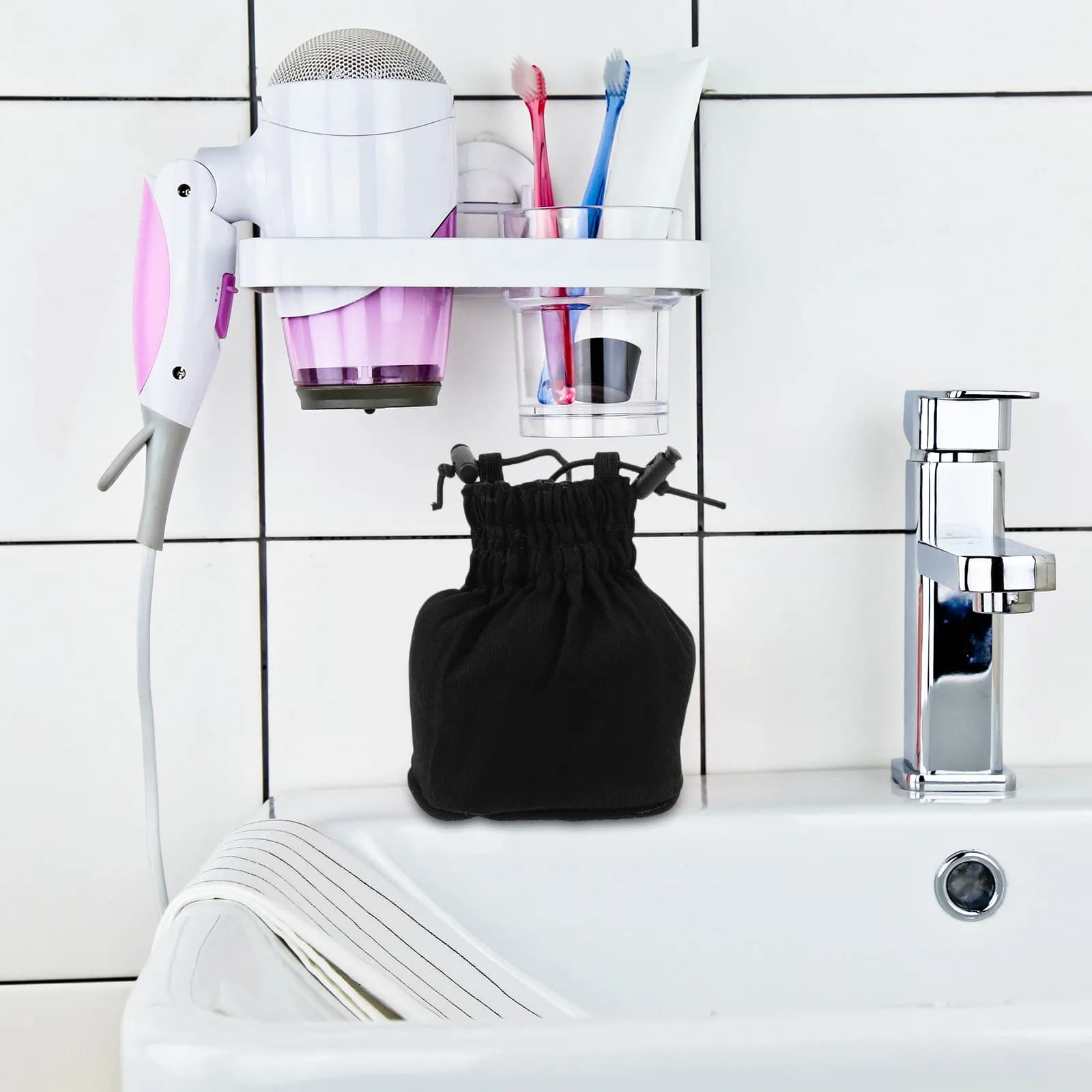 Hair Dryer Diffuser Cover Mesh Foldable Blower Sock Bag Universal Fit for Curly Wavy Straight Hair Wet Dry Styling Travel