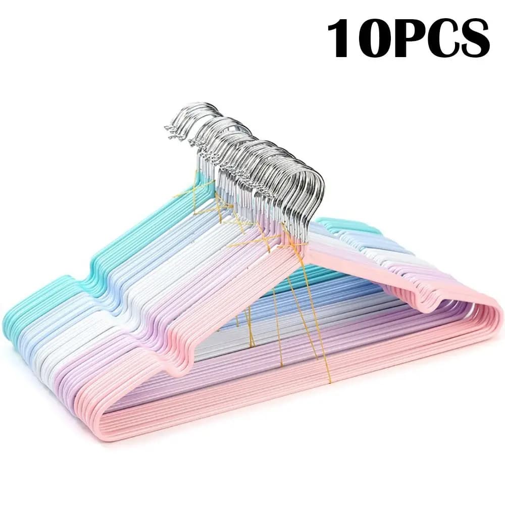 10 pezzi appendiabiti antiscivolo in metallo rivestito in gomma camicetta appendiabiti appendiabiti resistente con tacche rotonde porta abiti