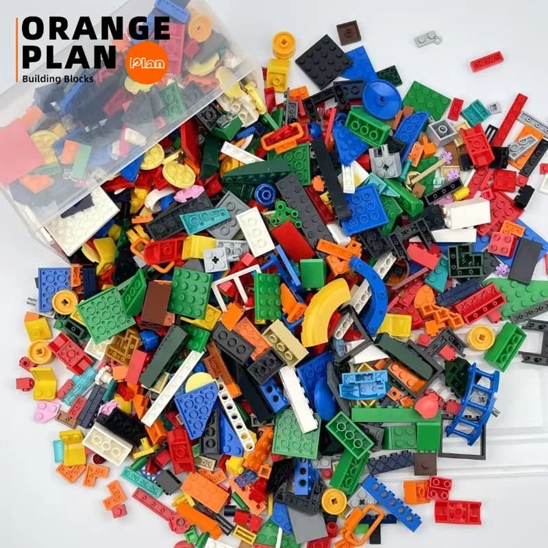 Orange plan 200g/500g/1000g small particle building block parts MOC brick toys mixed with storage box DIY building blocks