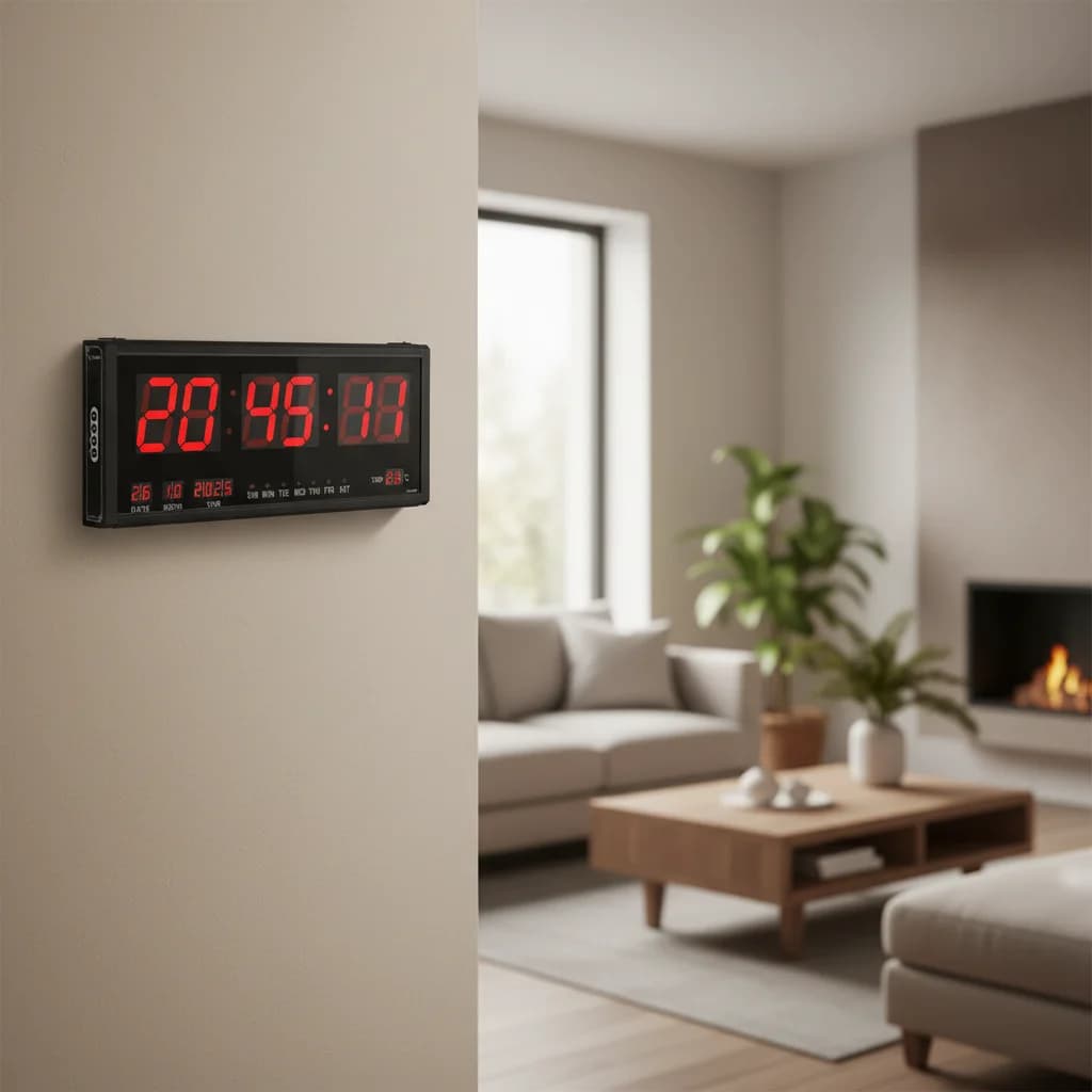 Large Screen Mirror Electronic Wall Clock Month Day Week Temperature Display LED Digital Wall Calendar Clock