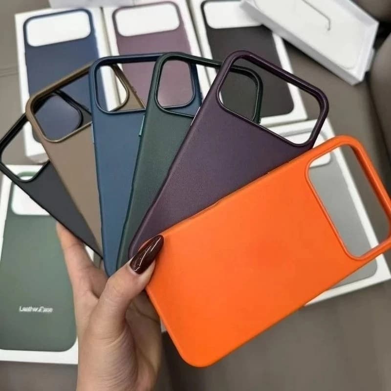 Custodia in pelle ufficiale 1:1 per MagSafe, colore solido, per iPhone 17 16 15 14 13 Pro Max, con ricarica wireless magnetica