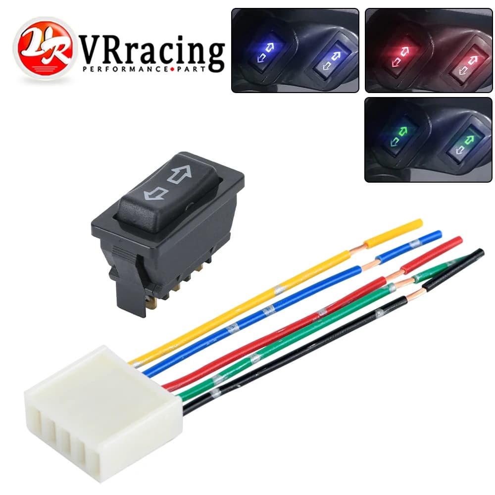 Interruttore di sollevamento dell'interruttore dell'alzacristallo elettrico per Auto universale 5 Pin DC 12V 20A colore e cablaggio della luce blu/rossa