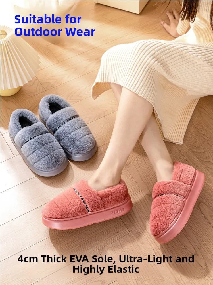 Pantofole da casa Thi Bot invernali da donna Pantofole in cotone caldo antiscivolo per interni ed esterni Morbida pelliccia sintetica Confortevole Sli casual...