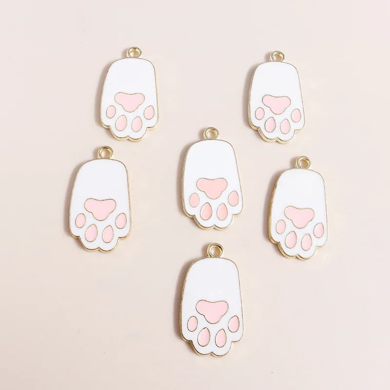 20pcs 16x28mm Cartoon Enamel Paw Footprint Charms Pendants for Jewelry Making Necklaces Earrings Bracelets DIY Crafts Supplies