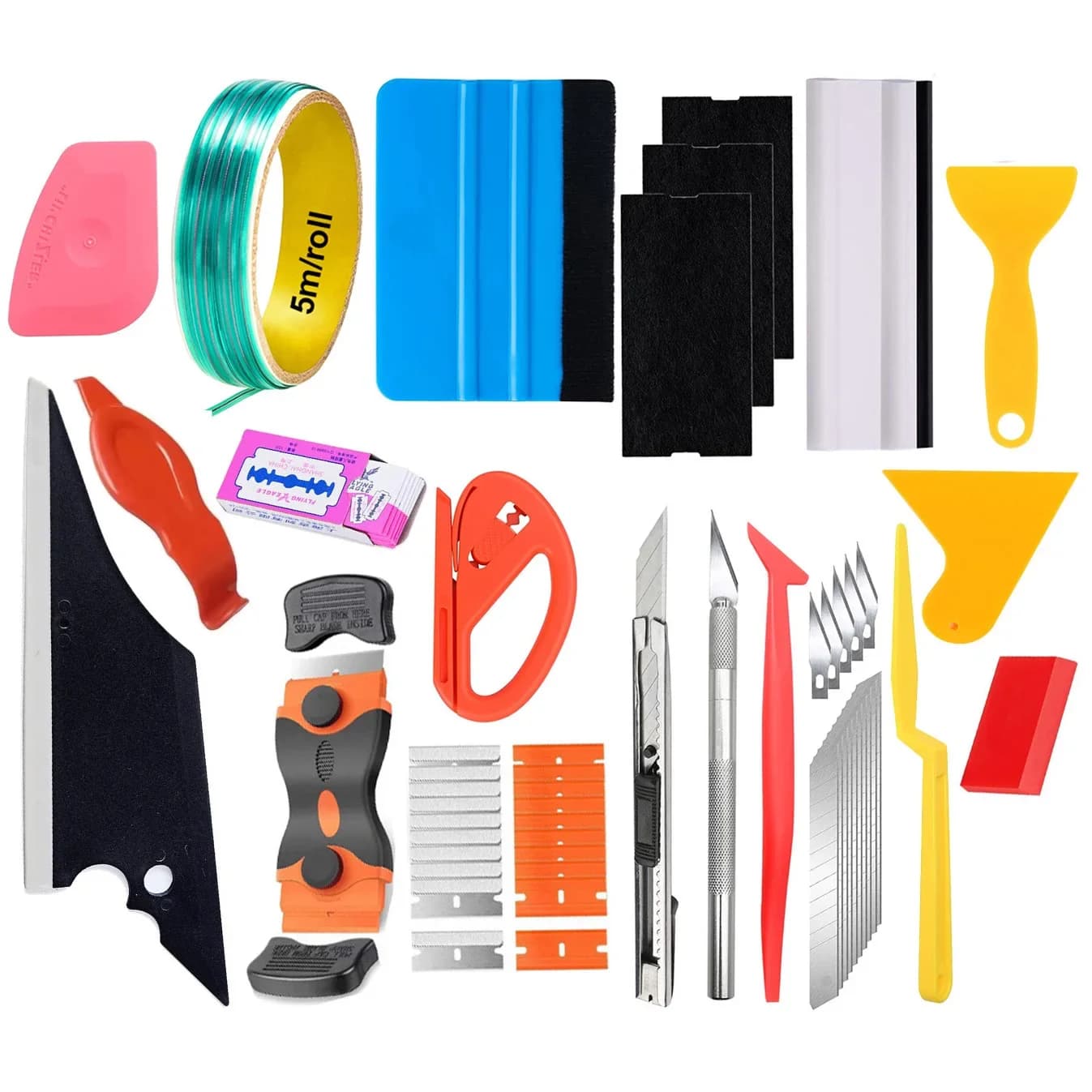 Car Wrapping Tools Kit Finish Line Vinyl Wrap Cutting Kit Window Film Tinting Tool Auto Foil Set Vinyl Tint Squeegee Scraper