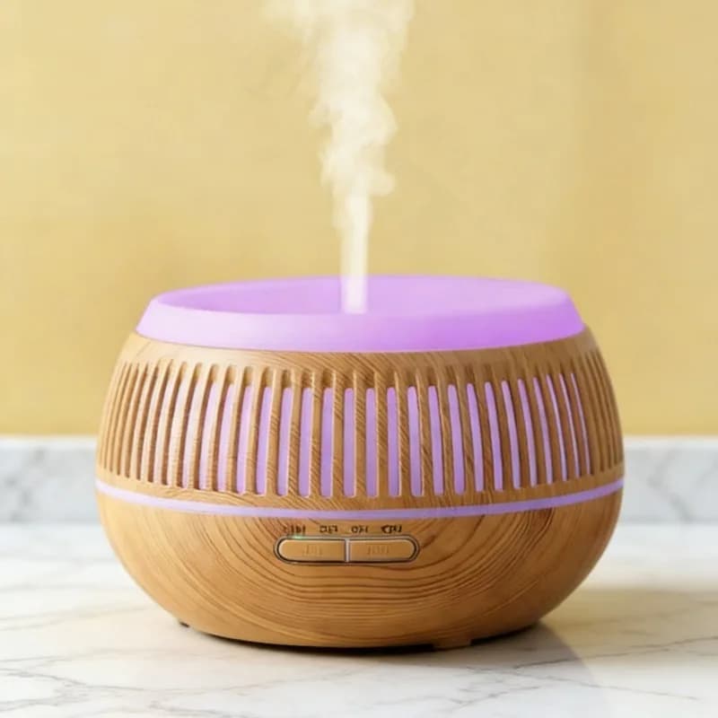 500ml Wood Grain Aroma Diffuser Hollow Colorful Light Humidifier Essential Oil Diffuser Home Air Moisturizing Fragrance Machine